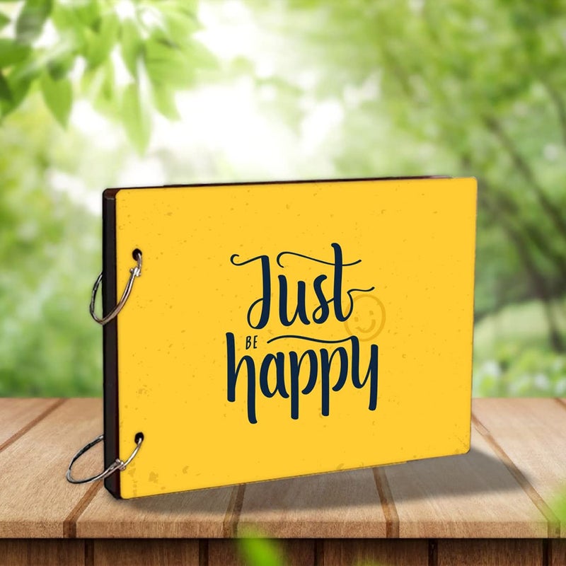 Decor1ders Wooden Scrapbook Photo Albums JustBeHappyP Large Size 22x16 Cm Scrap Books for Memories 40 Black Papers Photo Album For Photos Collection Memory Scrapbook for Memories - Image 1