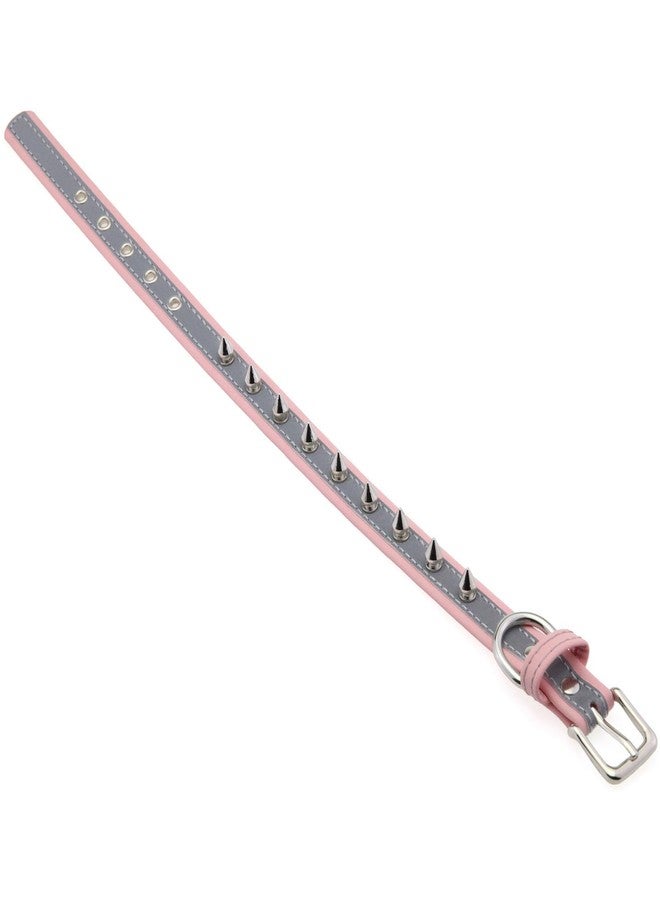 Weimostar Pink Spiked Dog Collar for Small Dogs, Reflective Cat Collar Spike Soft Pu Leather Anti Bite Rivet Stud Studded Adjustable for Small Tiny Kitten Puppy Pets Teacup, S - Image 5