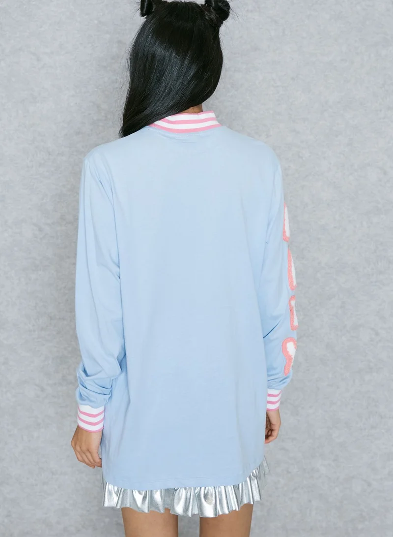 Lazy Oaf Striped Detail Logo T-Shirt