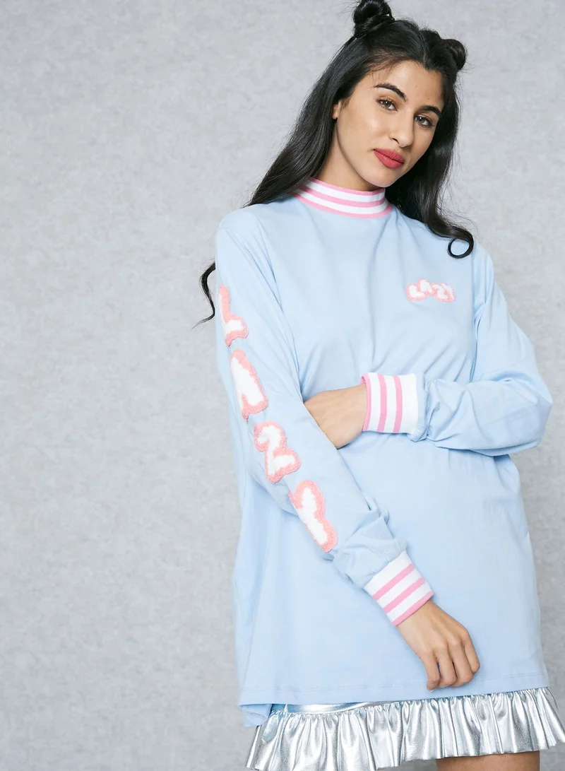 Lazy Oaf Striped Detail Logo T-Shirt