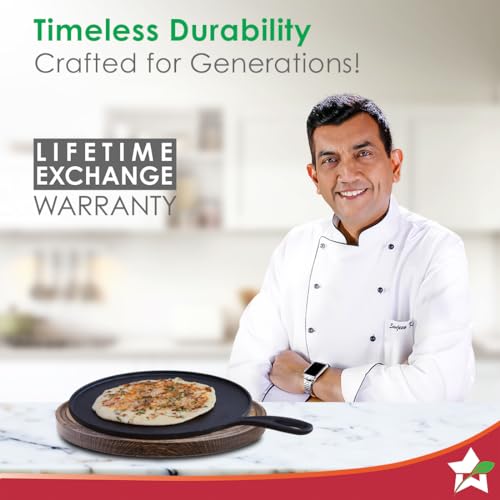 Wonderchef Forza Cast-Iron 27 cm Dosa Tawa Pan | Pre-Seasoned Cookware | Induction Friendly | 4 mm | with Lifetime Exchange Warranty - Image 2