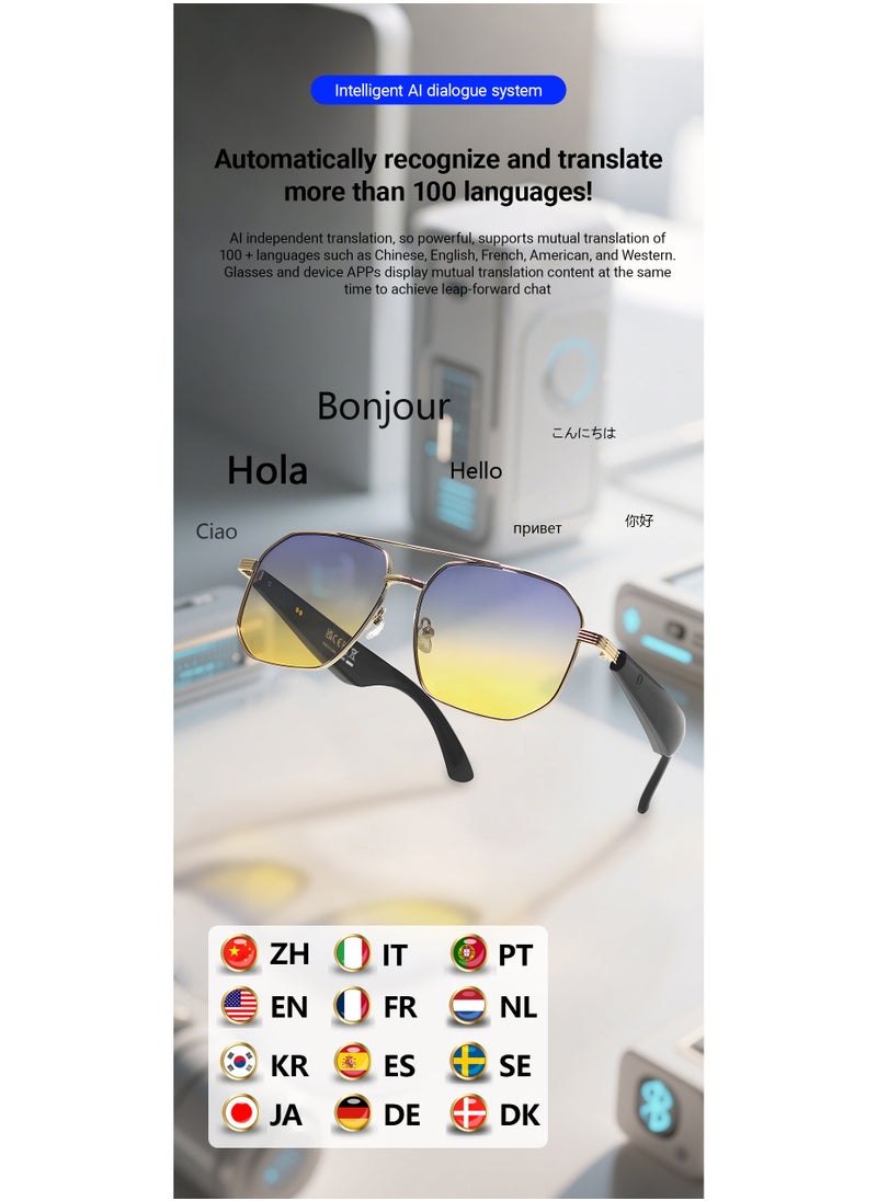 Generic Ai Translation Bluetooth Glasses Multi-Language Real-Time Translation Glasses Listen To Music And Make Calls Smart Uv-Proof Sunglasses  - Image 4