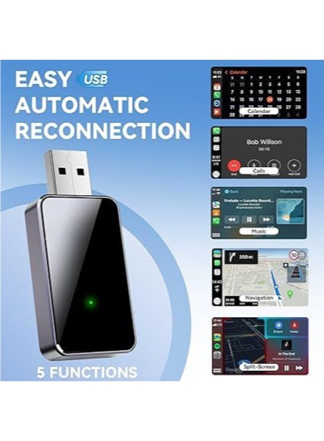 محول CarPlay لاسلكي 2 في 1 إصدار 2025 – يحوّل CarPlay السلكي إلى لاسلكي، وصّل وشغّل مع واي فاي 5G وبلوتوث سريع لأجهزة iPhone وAndroid - Image 2