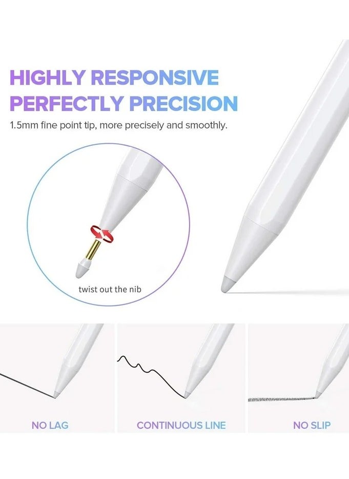 Stylus Pen for iPad, Active Pencil with Quick Charge, Palm Rejection Tilt Sensor, Magnetic Pen Compatible with 2018-2022 iPad Pro 11"/12.9",iPad 10/9/8/7/6,iPad Mini 5/6,iPad Air3/4/5