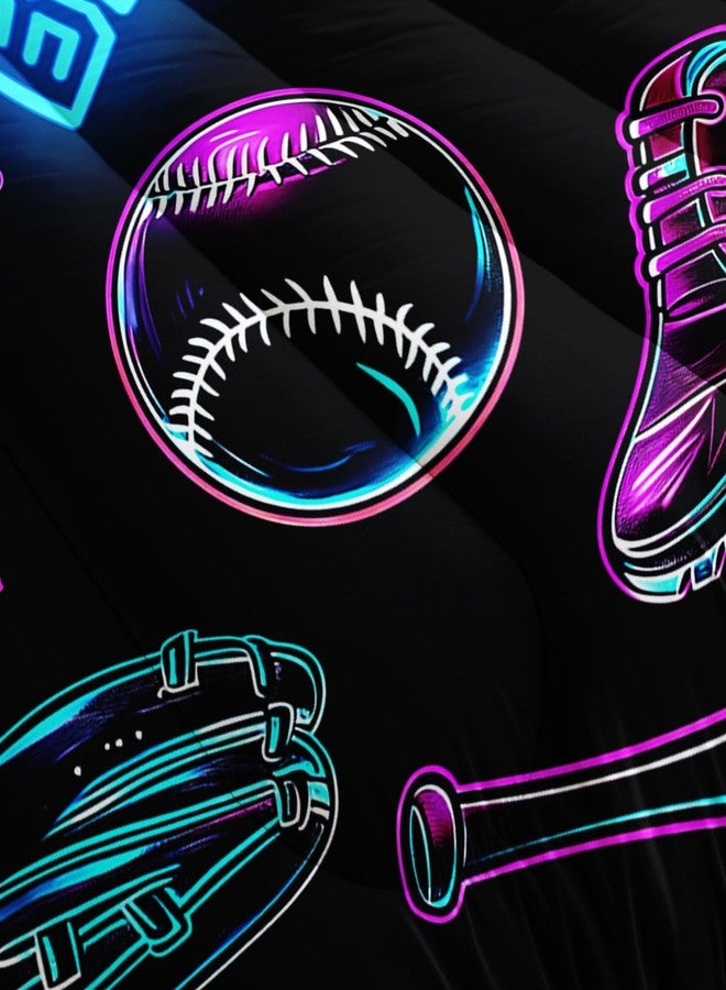 XYNHML Baseball Sports Theme Comforter Set 3Pcs Full Sneaker Baseball Bat Gloves Bedding Set for Kid Teen Girl Boy Adult National Sports Games Shoes Quilt Bed Decor with 1 Comforter and 2 Pillowcases - Image 5