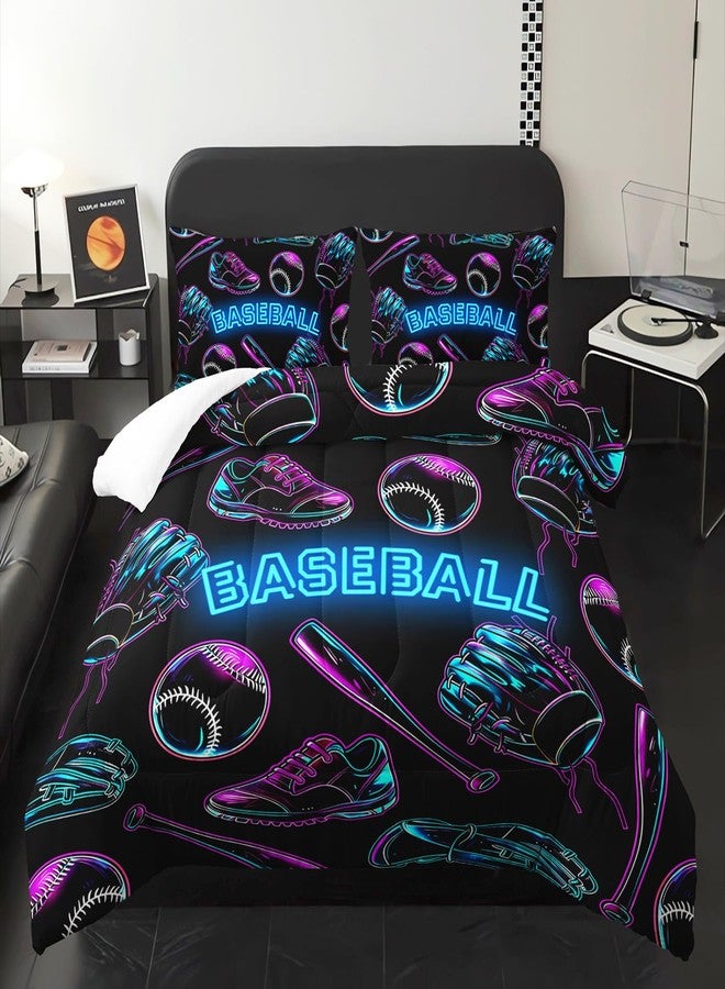 XYNHML Baseball Sports Theme Comforter Set 3Pcs Full Sneaker Baseball Bat Gloves Bedding Set for Kid Teen Girl Boy Adult National Sports Games Shoes Quilt Bed Decor with 1 Comforter and 2 Pillowcases - Image 3