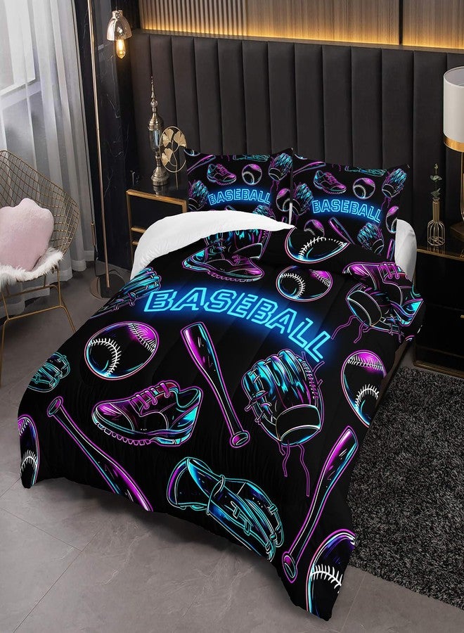 XYNHML Baseball Sports Theme Comforter Set 3Pcs Full Sneaker Baseball Bat Gloves Bedding Set for Kid Teen Girl Boy Adult National Sports Games Shoes Quilt Bed Decor with 1 Comforter and 2 Pillowcases - Image 4