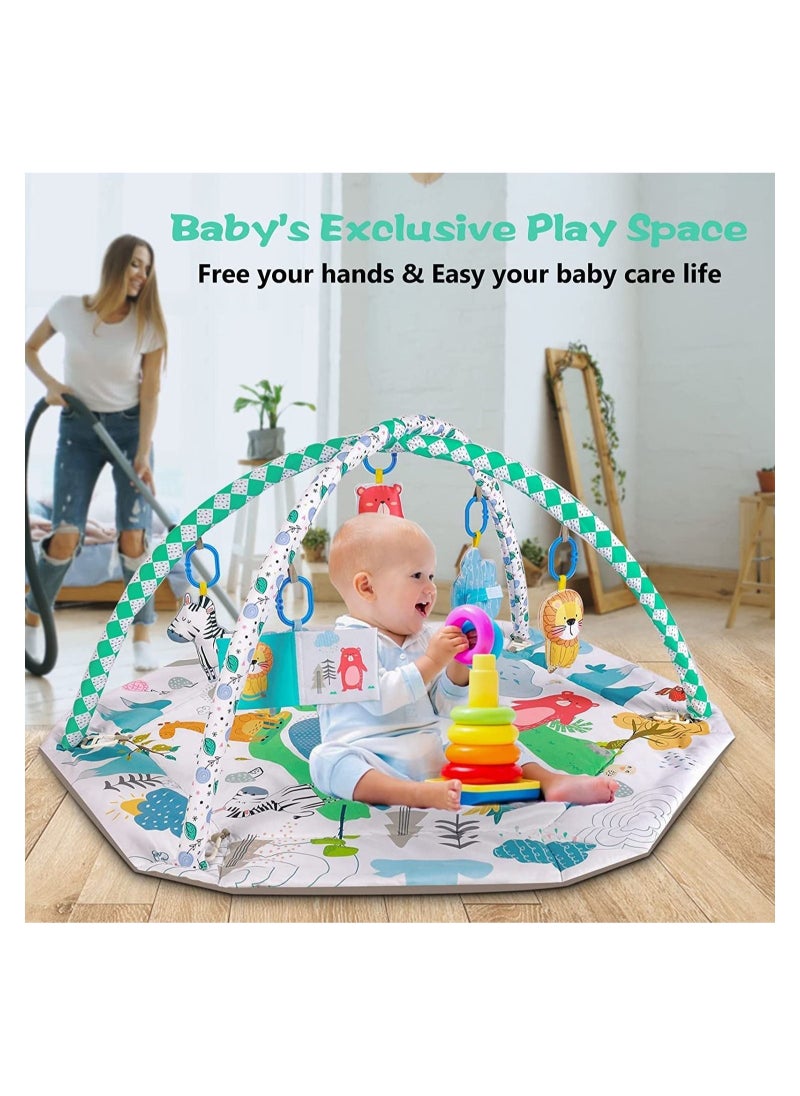 DMG TECH - Tummy Time Mat, 4-in-1 Baby Gym Activity Play Mat & Ball Pit, with High Contrast Toys & Self-Discovery Mirror & Tummy Time Pillow for Sensory and Motor Skill Development - Image 1