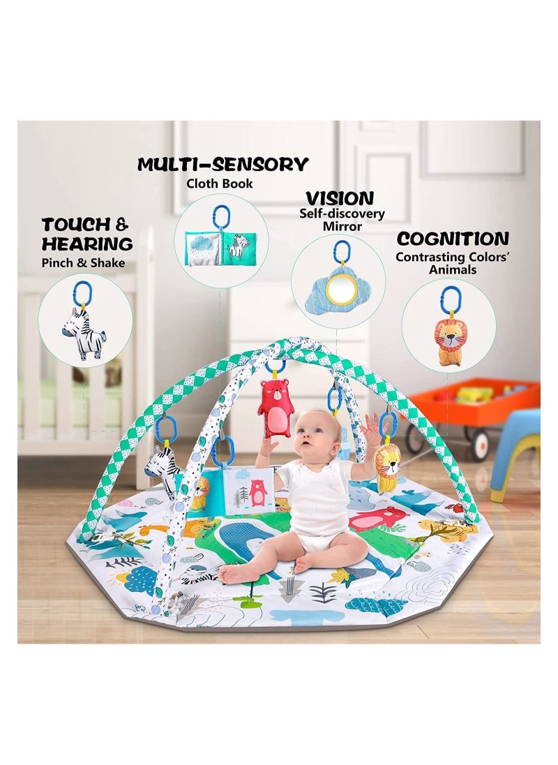 DMG TECH - Tummy Time Mat, 4-in-1 Baby Gym Activity Play Mat & Ball Pit, with High Contrast Toys & Self-Discovery Mirror & Tummy Time Pillow for Sensory and Motor Skill Development - Image 1
