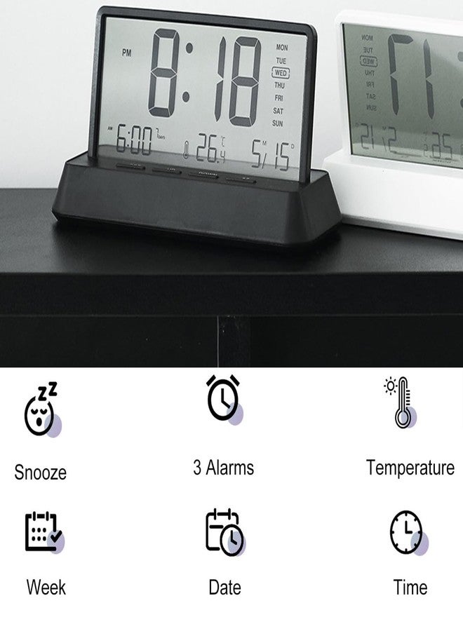 Lancoon LCD Digital Alarm Clock with 3 Alarms Transparent Temperature Date Week Display Snooze Desktop Simple Portable Easy to Use for Home Decor Bedroom Office Kids - Image 2