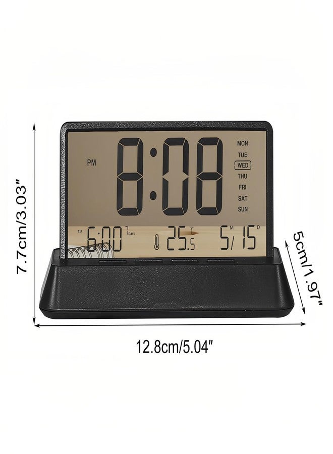 Lancoon LCD Digital Alarm Clock with 3 Alarms Transparent Temperature Date Week Display Snooze Desktop Simple Portable Easy to Use for Home Decor Bedroom Office Kids - Image 5