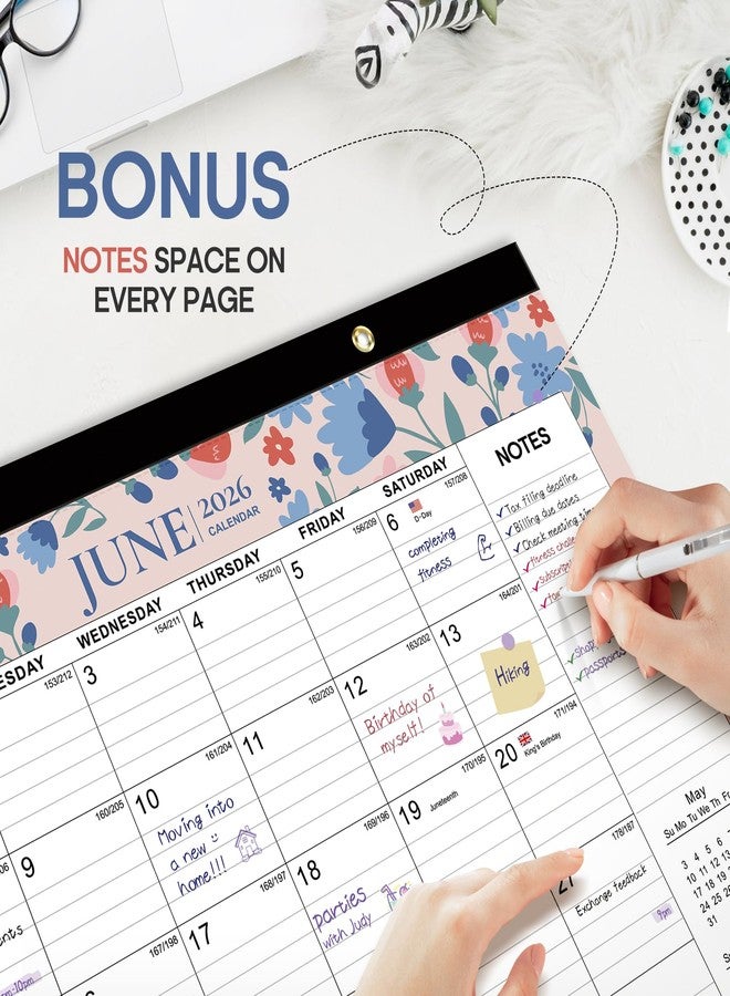 تاجا مجموعة من 3 تقاويم مكتبية لعامي 2025-2026، تقويم شهري من 21 شهرًا يمتد من أكتوبر 2025 إلى يونيو 2027 - تقويم شهري كبير الحجم (17 × 12 بوصة) مناسب للمكتب أو المنزل أو المدرسة أو المكتب - بتلات الشفق - Image 5