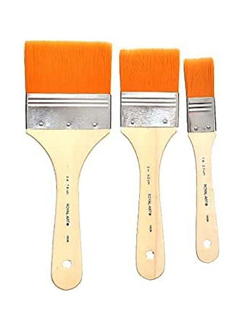 Brushes Set of 3 Flat Brush Synthetic Set (1",2",3")