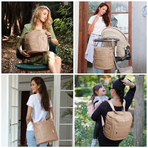 MF Store Diaper bag Leather Diaper Bag Backpack by MF Store Diaper Backpack with Laptop SleeveChanging PadWipes PouchStroller Straps and Insulated Pockets - Image 3
