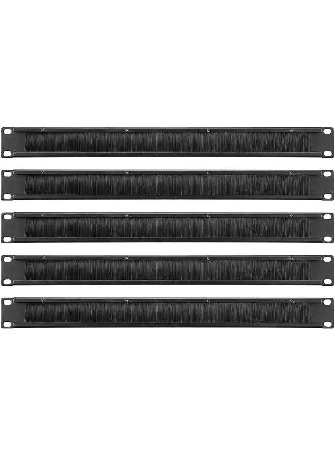 promass Brush Cable Manager 1U, 19 Inch, 5 Pack Horizontal Rack Mount Cable Management Strip Panel for Network Server Rack - Image 1