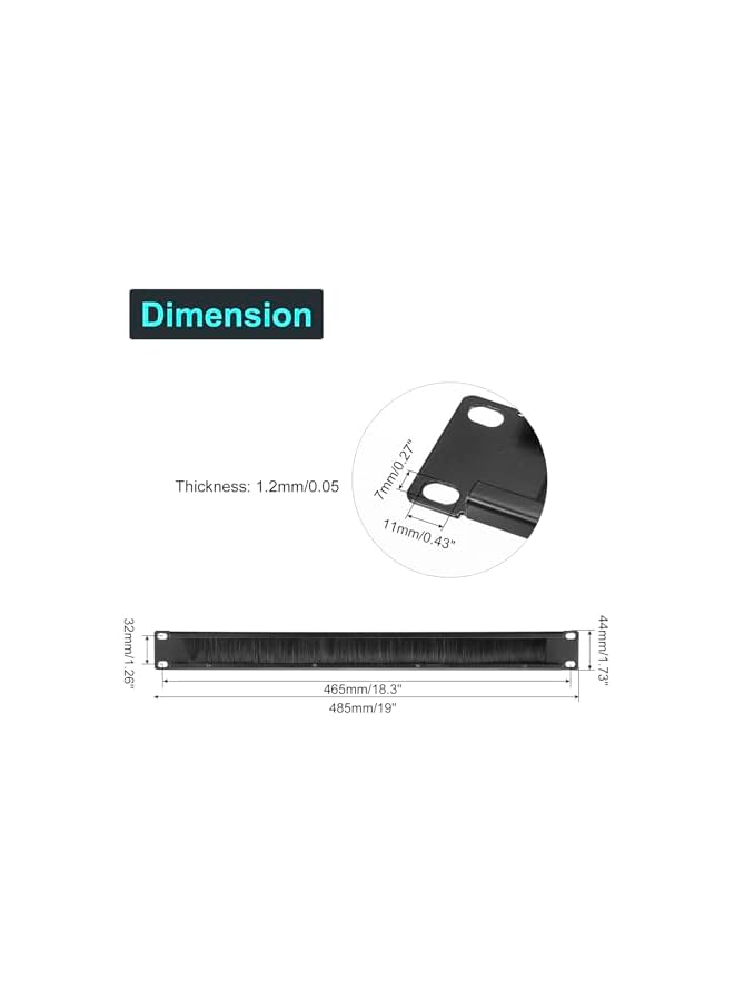 promass Brush Cable Manager 1U, 19 Inch, 5 Pack Horizontal Rack Mount Cable Management Strip Panel for Network Server Rack - Image 2