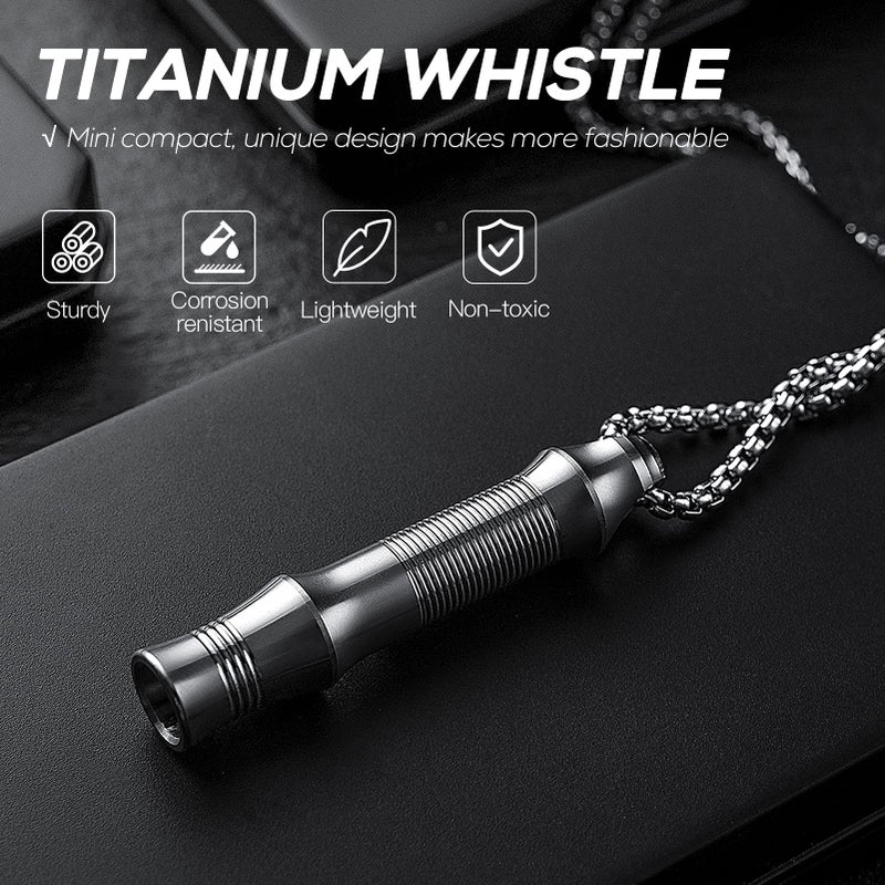 TISUR Titanium Emergency Whistle,EDC Safety Whistles Necklace Loud up to 120db,Survival Whistles for Survival,Hiking,Camping,Pets Training (Silver(1-Pack)) - Image 5