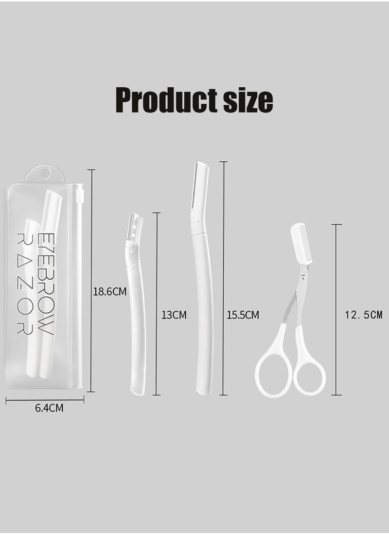 Y&D 3Pcs Eyebrow Trimmers, Knife Set Stainless Steel Eyebrows Shaper Facial Shaver Brow for Women & Men Leaves Shaped Design Curved Razor Hair Removal Accessories  - Image 4