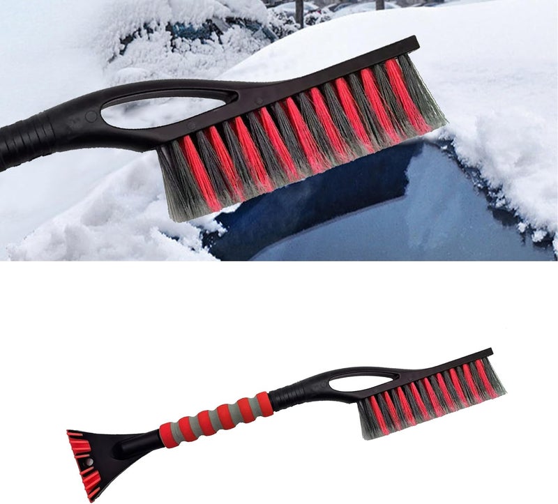 Alieemo 27" Detachable Aluminum Snow Brush & Ice Scraper for Car Windshield - Ergonomic Foam Grip, Suitable for Cars, Trucks, SUV Windshields & Windows, Winter Car Essential Tool (Red/Gray) - Image 1