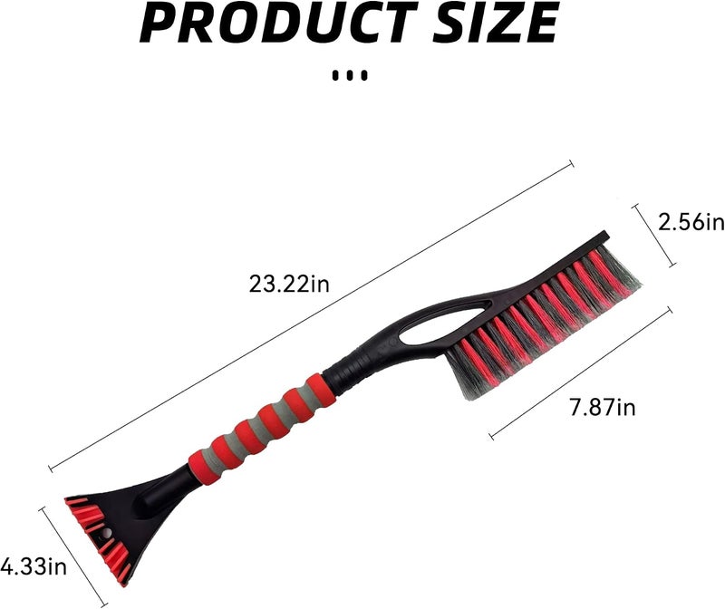 Alieemo 27" Detachable Aluminum Snow Brush & Ice Scraper for Car Windshield - Ergonomic Foam Grip, Suitable for Cars, Trucks, SUV Windshields & Windows, Winter Car Essential Tool (Red/Gray) - Image 2
