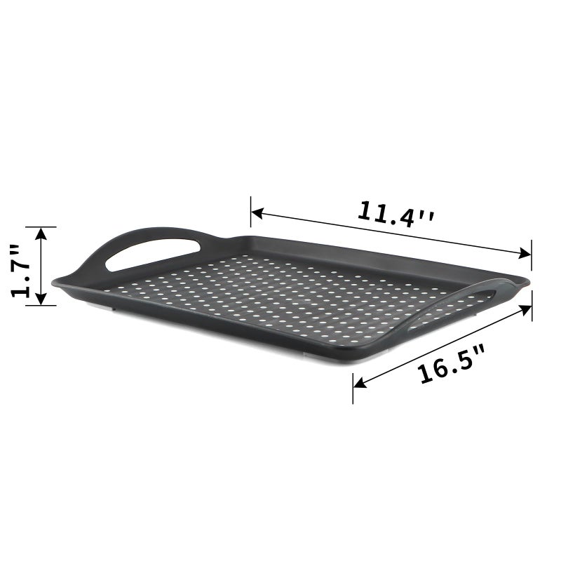 MDLUU Non-Slip Serving Tray with Handles, Food Serving Platter, Set of 2, Black - Image 3