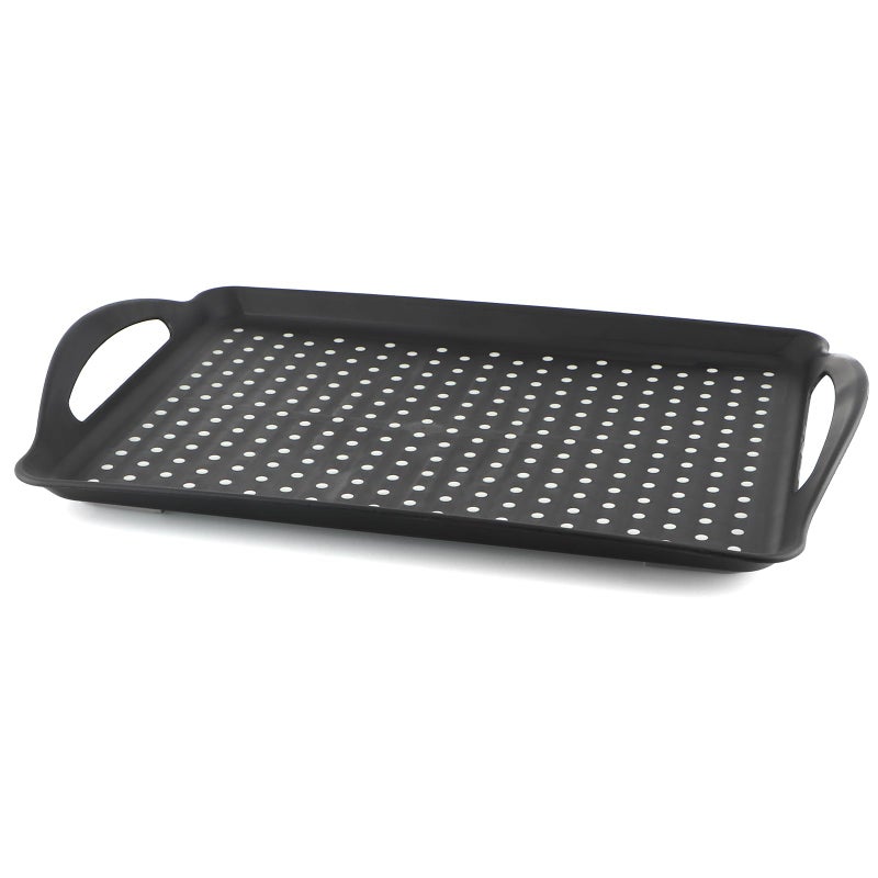 MDLUU Non-Slip Serving Tray with Handles, Food Serving Platter, Set of 2, Black - Image 2