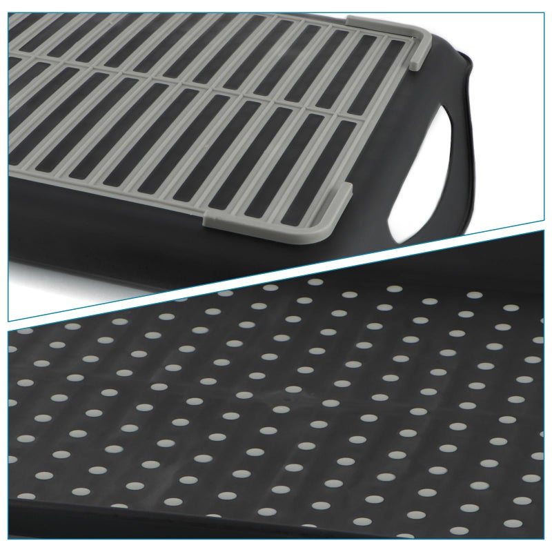 MDLUU Non-Slip Serving Tray with Handles, Food Serving Platter, Set of 2, Black - Image 4