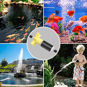 logyues Homeswitch 16mm (0.63") Replacement Filter Impeller Submersible Water Pump Rotor Yellow 73x35x16mm（2.87"x1.38"x0.63")(LxWxD) - Image 3