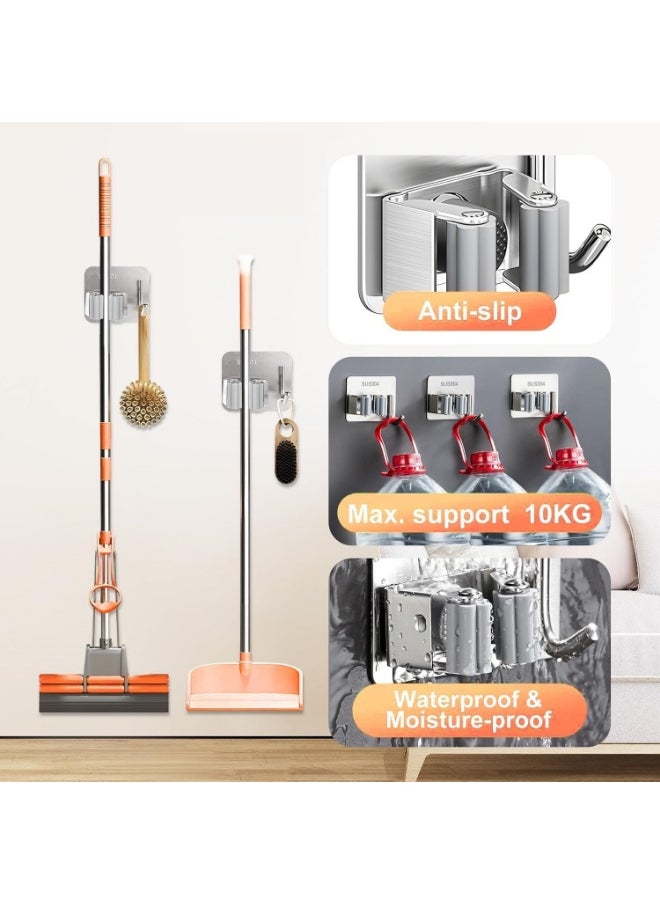 Meetion 8 PCS Mop Broom Holder Wall Mount - Mop Holder Self Adhesive No Drilling Super Anti-Slip Broom Holder for Home Garage Garden Laundry Room, kitchen organizer Tools (Mix)  - Image 3