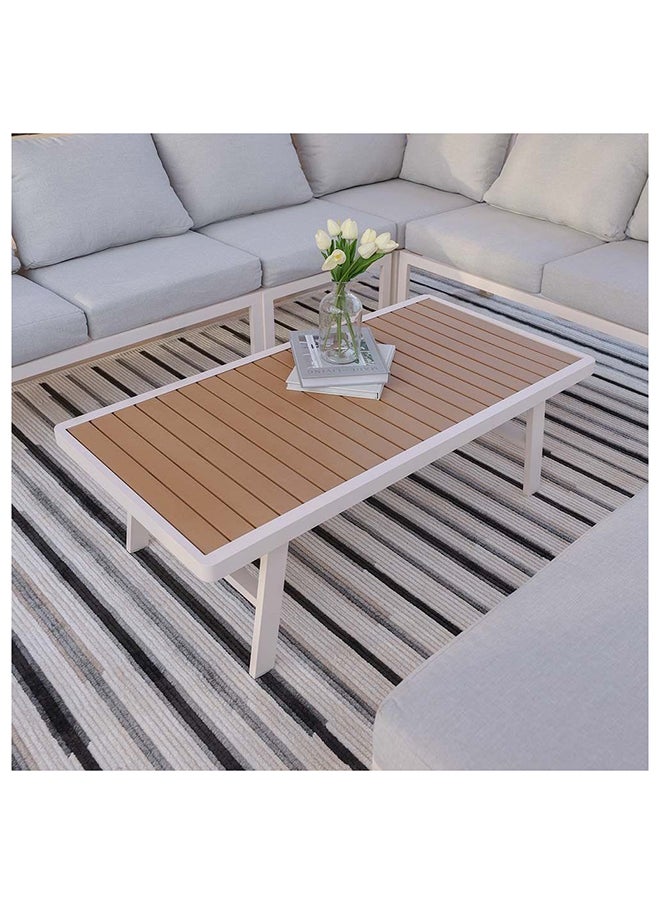 DANUBE HOME طقم أريكة خارجي من أستون مكون من 9 مقاعد بإطار من الألومنيوم وأثاث للحديقة بتصميم عصري، طقم أريكة صالة مكون من 4 قطع وطاولة وكراسي للجلوس في الهواء الطلق للفناء والشرفة والحديقة باللون البيج  - Image 3