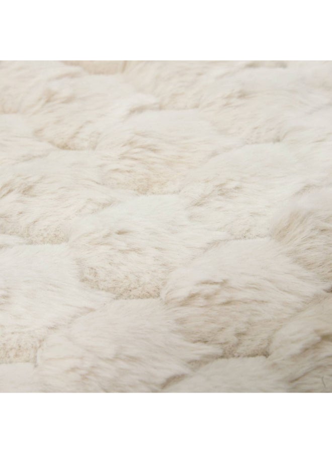 atmosphera Adriel Wool Effect Faux Fur Anti-Slip Rug Beige 60 x 90cm 212419 - Image 3