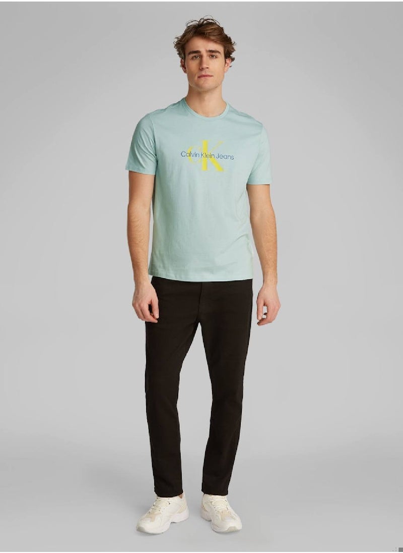 Calvin Klein Jeans Men's  Monogram T-Shirt - Cotton, Light Blue  - Image 4