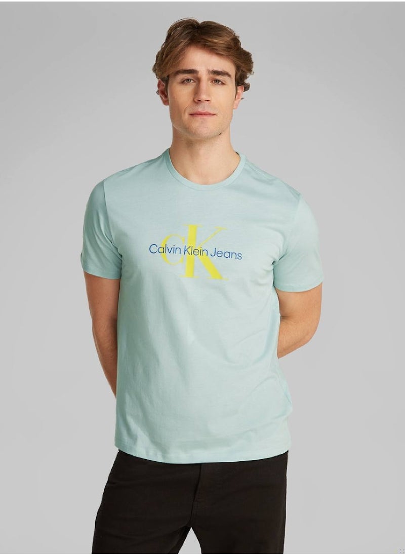 Calvin Klein Jeans Men's  Monogram T-Shirt - Cotton, Light Blue  - Image 1