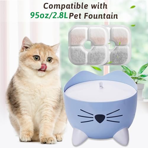 Porens Cat Water Fountain Replacement Filters Fit for 2.5L Fountain with Whiskers Pattern Triple Action Water Pet Cat Drinking Fountain Filter Pack of 12 - Image 5