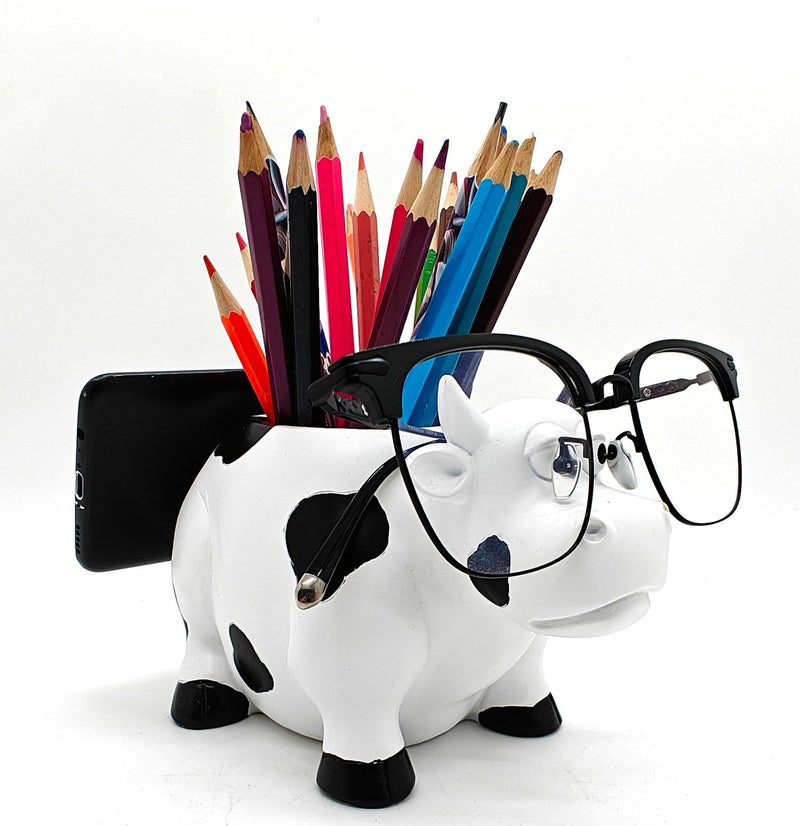EONXNGAGY Cow Pencil Holder with Phone Stand - Tablet PC Holder for Desk - Office Decor - Image 3