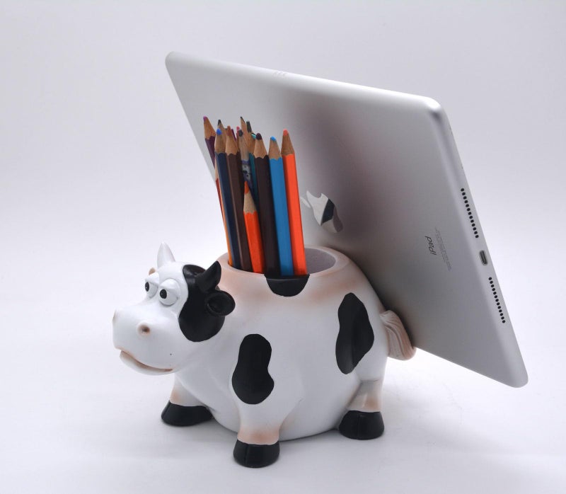EONXNGAGY Cow Pencil Holder with Phone Stand - Tablet PC Holder for Desk - Office Decor - Image 5