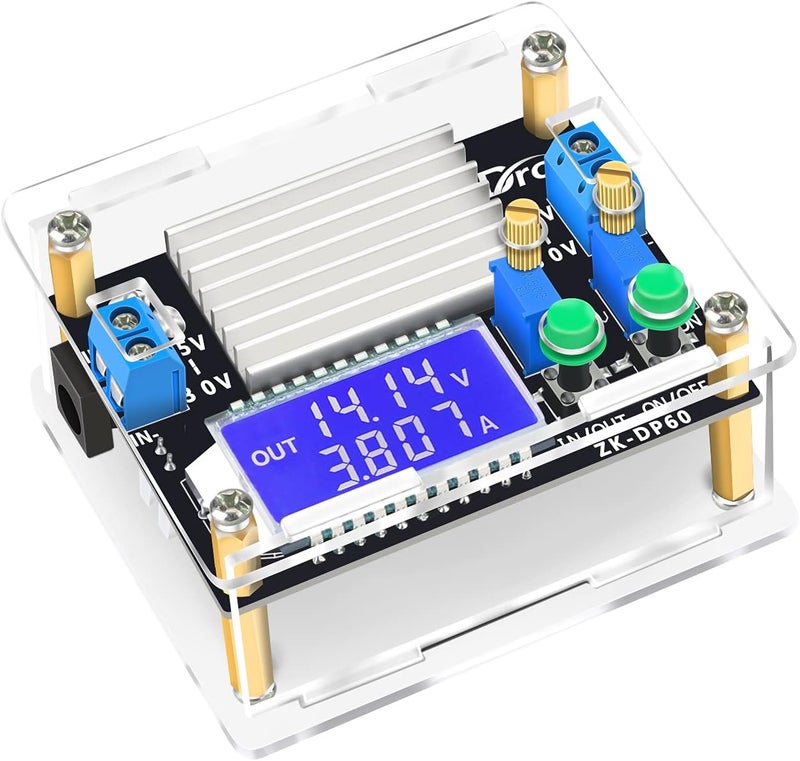 DROK Boost Buck Converter, DC 5.5-30V to 0.5-30V 5V 12V 24V Output Adjustable Power Supply Regulator Module, 4A 35W High Power Voltage Step Up Down Converter Board with Case LCD Display - Image 1