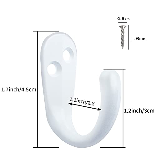 IBosins 15PCS Coat Hooks Wall Mounted Single Prong Robe Hook for Hanging Towel Hooks with 30 Screws for Bags, Hat, Cap, Scarf, Cup (White) - Image 3