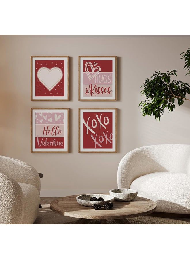 PLKMN Valentine's Day Wall Art Prints,Red Pink Love Heart Posters Decorative Sweet Art Poster for Valentines Wedding Home Room Gallery Living Room Decor 8x10 Inch Set of 4 Unframed - Image 5