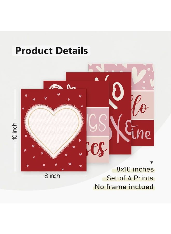 PLKMN Valentine's Day Wall Art Prints,Red Pink Love Heart Posters Decorative Sweet Art Poster for Valentines Wedding Home Room Gallery Living Room Decor 8x10 Inch Set of 4 Unframed - Image 2