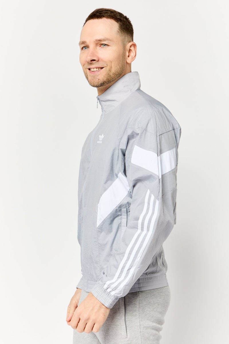 adidas Originals Men Sportswear Fit Long Sleeves Outdoor Jacket, Grey  - Image 3