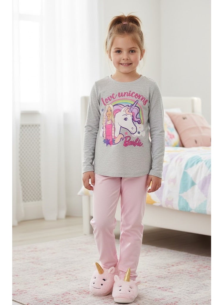 باربي باربى  طقم بيجامة أطفال بأكمام طويلة - Image 3