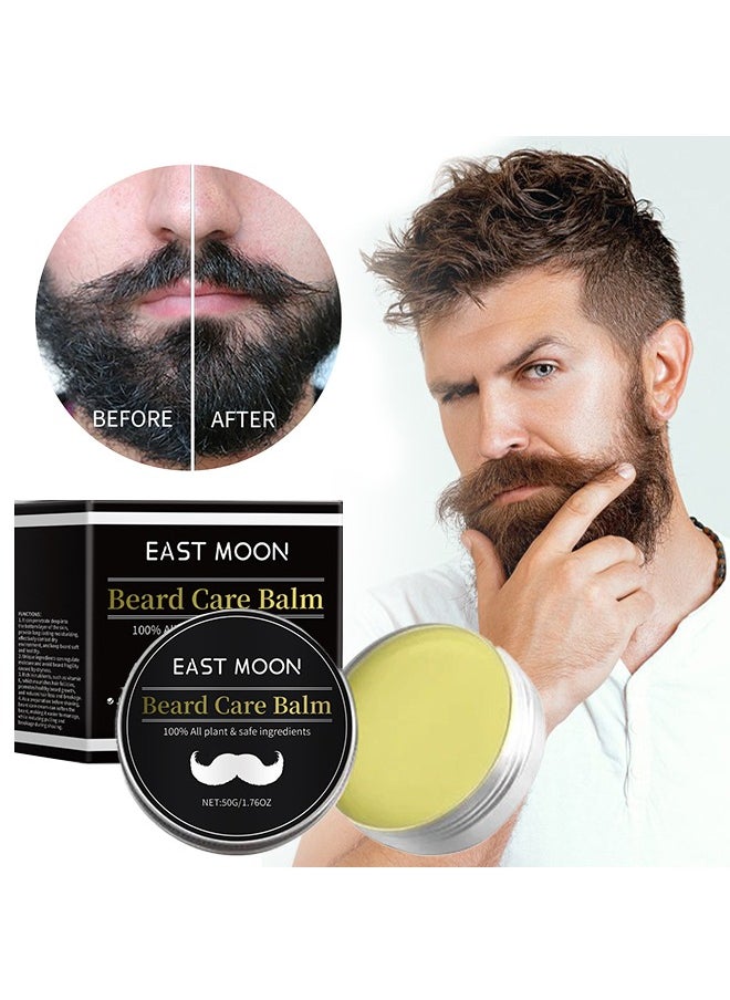 East Moon - Beard Care Balm , 100% Natural Beard Balm with Shea Butter, Argan Oil, Jojoba Oil, Vitamin E,Beard Softener Beard Moisturizer Beard Wax Beard Conditioner for Men - Image 1