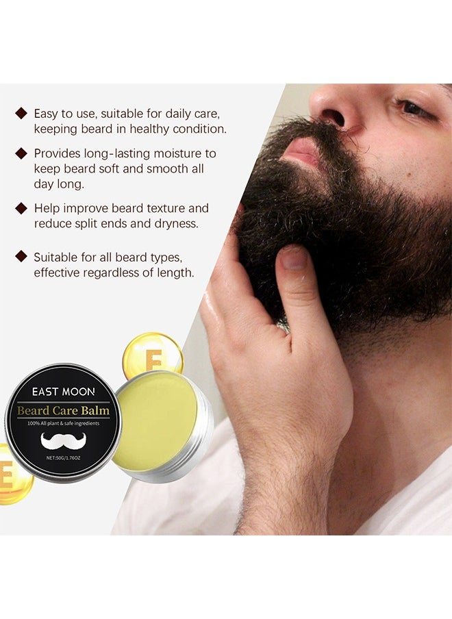 East Moon - Beard Care Balm , 100% Natural Beard Balm with Shea Butter, Argan Oil, Jojoba Oil, Vitamin E,Beard Softener Beard Moisturizer Beard Wax Beard Conditioner for Men - Image 1
