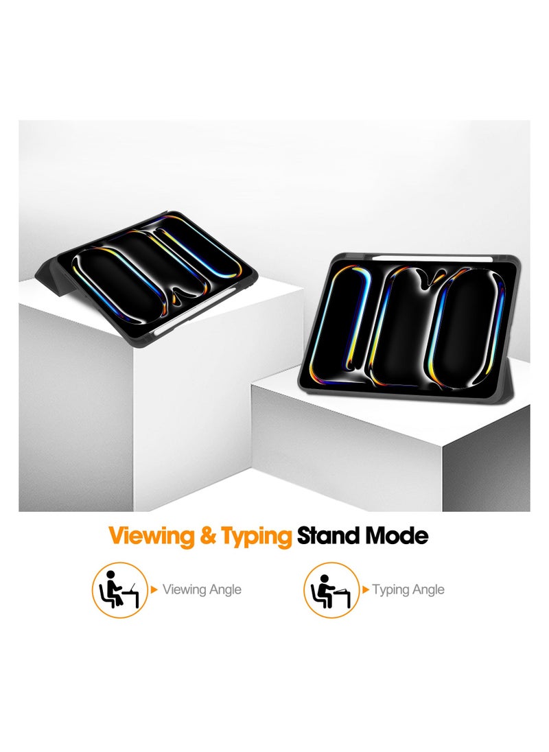 IAF Compatible With iPad Pro 11 Case (M4) 2024 With Pencil Holder , Smart Trifold Stand, Auto Wake Sleep (Black) - Image 3