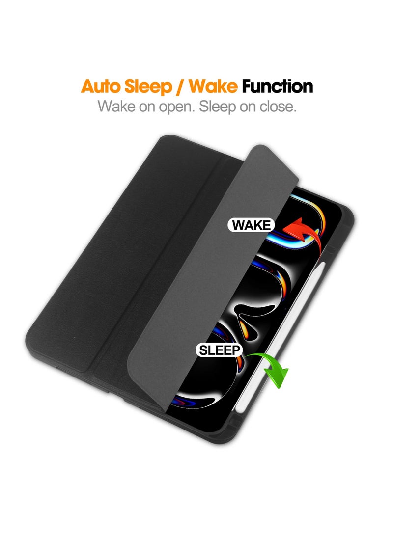 IAF Compatible With iPad Pro 11 Case (M4) 2024 With Pencil Holder , Smart Trifold Stand, Auto Wake Sleep (Black) - Image 2