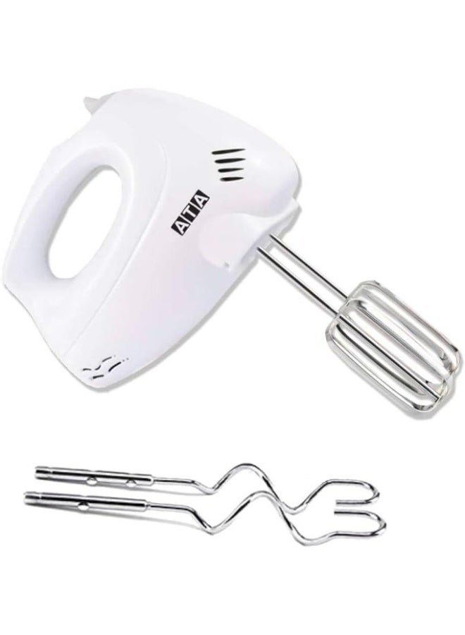 ATA Handheld Electric Egg Beater / Mixer, 400 Watts Power, 5 Speeds + Turbo Function, White - Model 5435