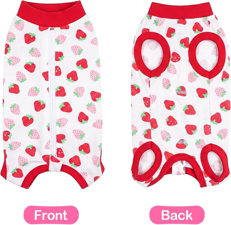 Coppthinktu Red Strawberry Small Dog Surgery Recovery Suit for Dogs After Surgery, Dog Onesie Bodysuit Neuter Spay Puppy Suits, Male Female Post-Op Surgery Clothes Wounds E-Collar Cone Alternative Anti Licking - Image 5