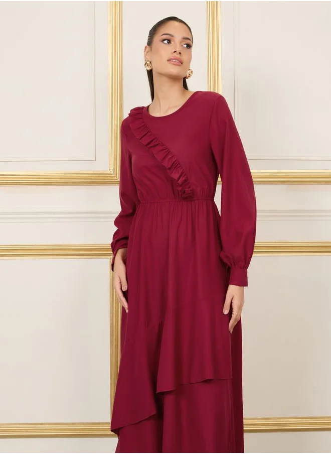 ستايلي Frill Detail A-Line Maxi Dress