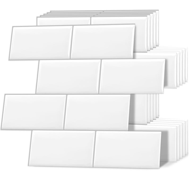 DEWOO 10 Thick White Subway Tile Peel and Stick Backsplash Self-Adhesive Wall Tiles for Kitchen and Bathroom - Image 1